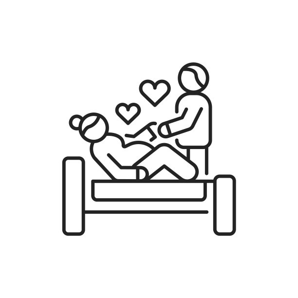 伴侣分娩黑线图标象形图图片下载