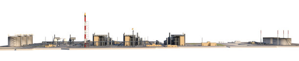 液化天然气工厂和石油终端。侧视图。3 d渲染图片下载
