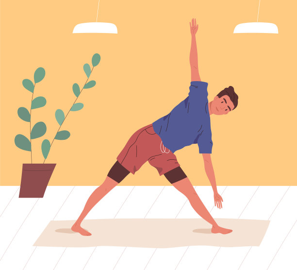 活跃的男人在家里或健身房做瑜伽运动图片下载