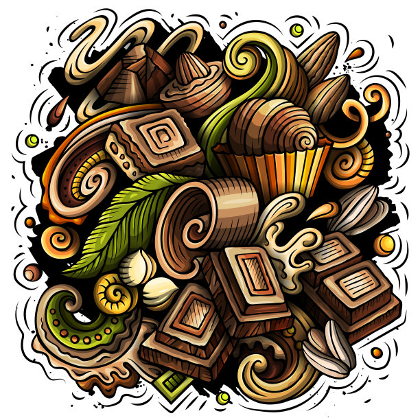 巧克力手绘矢量涂鸦插图。图片下载