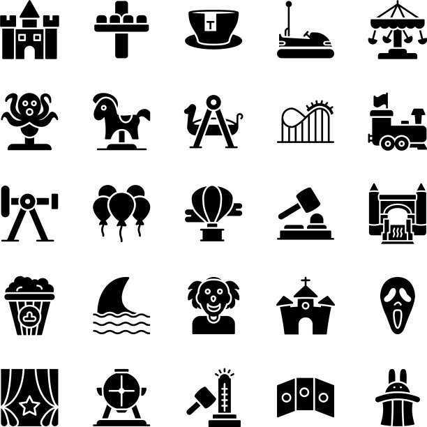 游乐园图标Glyph集图片下载
