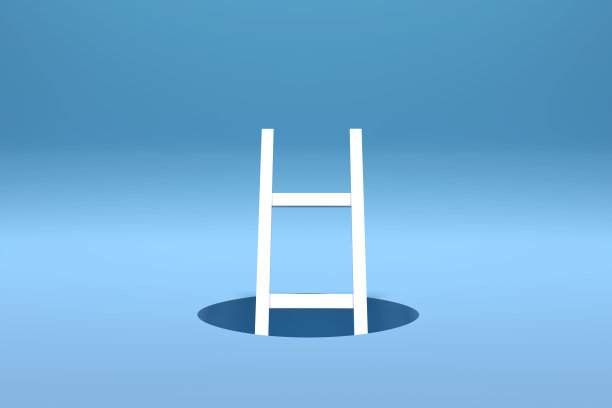 梯子3d渲染蓝色背景图片下载