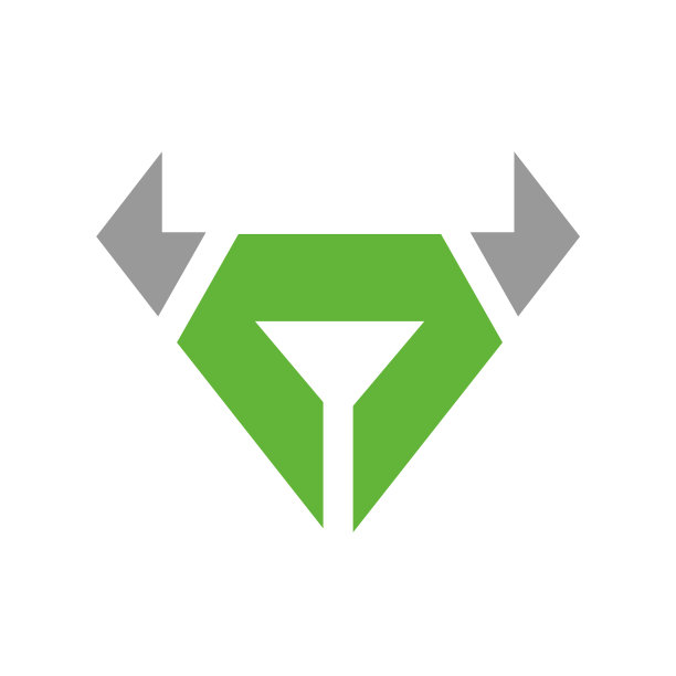 抽象公牛或牛头标志设计动物角图片下载