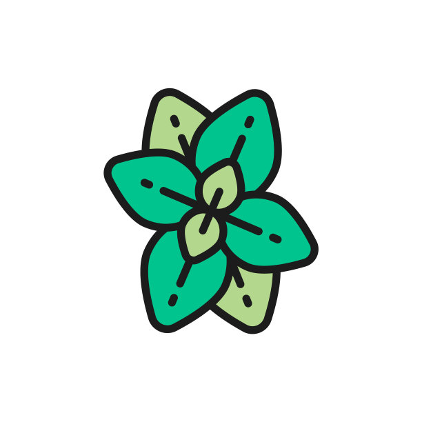 牛至平色薄荷罗勒线图标图片下载