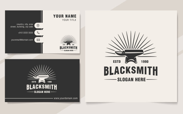 复古的铁匠标志模板字母组合风格图片下载