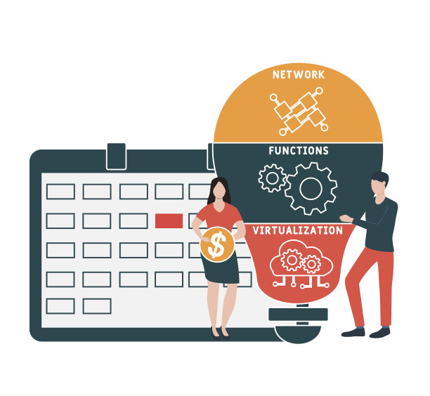 扁平风格人物插画：网络功能虚拟化图片下载