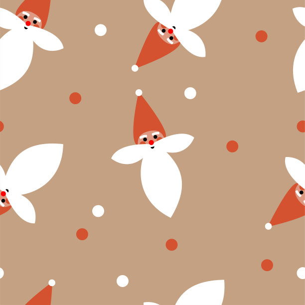 可缩放矢量图形。圣诞节无缝图案在柔和的颜色。卡通传统圣诞人物在米色背景。图片下载