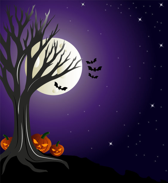 可怕的场景万圣节之夜在南瓜图片下载