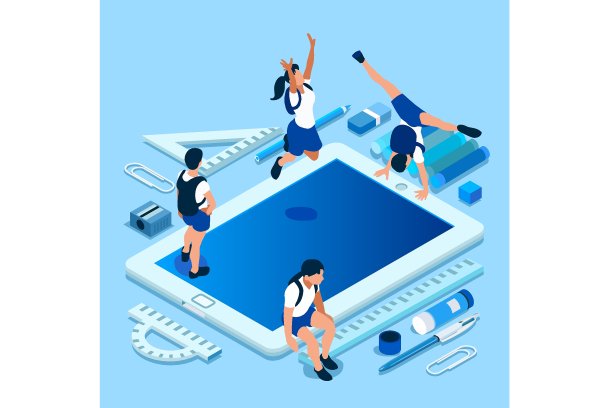 网络学习的概念，寻找教育或文凭。在课堂上用作业书学习，学生在课桌上用书本和笔记本电脑学习，在家学习的理念。平面向量插图图片下载