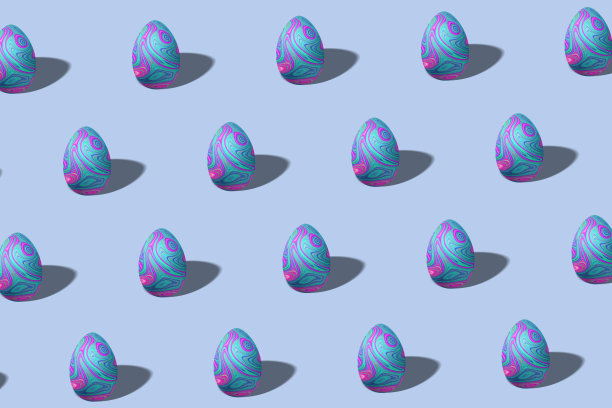 五彩缤纷的复活节彩蛋图案制作，复活节快乐图片下载