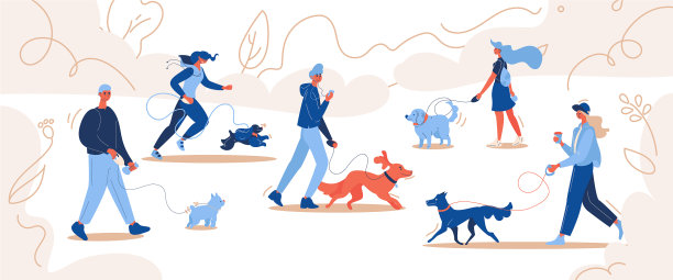 在公园遛狗和养宠物的人图片下载