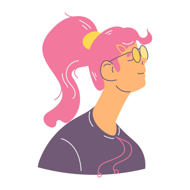 这位年轻女子的头发是粉红色的，头发是黄色的图片下载