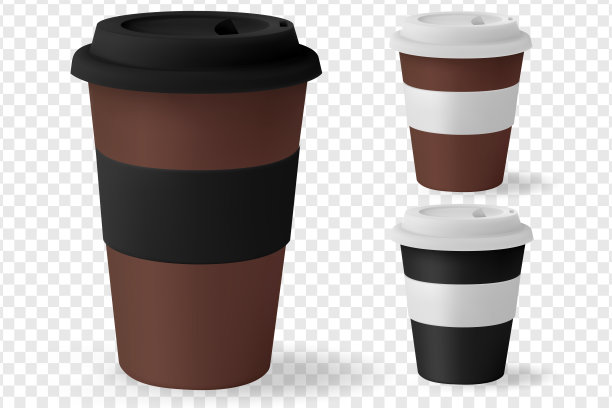 白色模型纸杯热咖啡与黑色盖子隔离在白色背景。外卖空白小茶杯为您的设计文字或品牌旗帜。图片下载