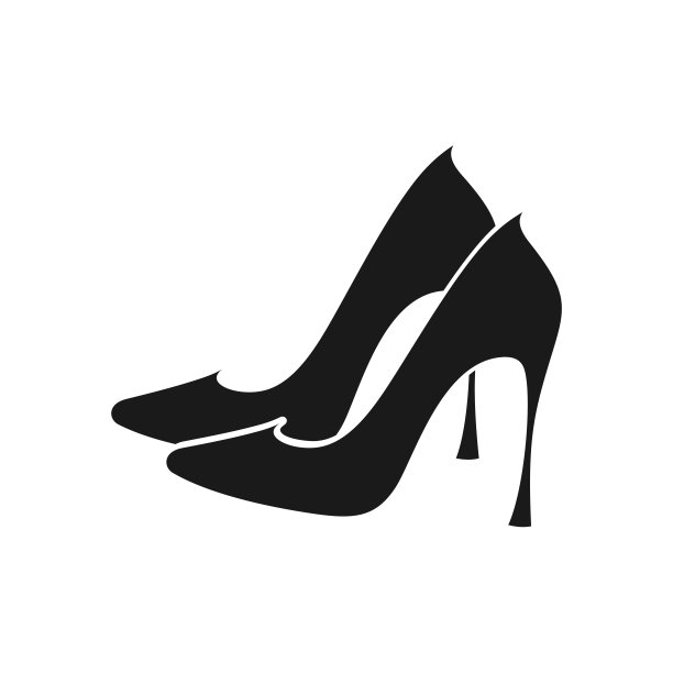 剪影的一双黑色女士高跟鞋的时装设计图片下载