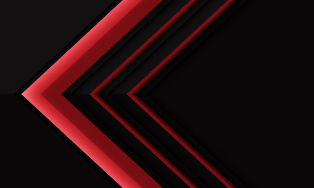 抽象红色箭头方向上的黑色金属阴影与空白空间设计现代未来主义背景矢量插图。图片下载