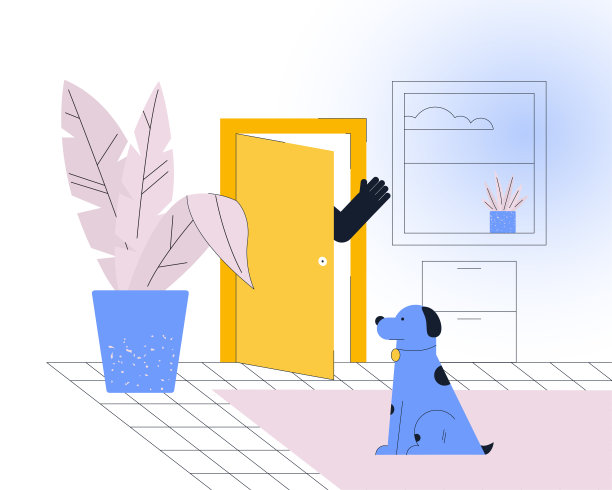 出门时和你的狗说再见。图片下载