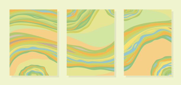 一套三幅矩形抽象画。图片下载