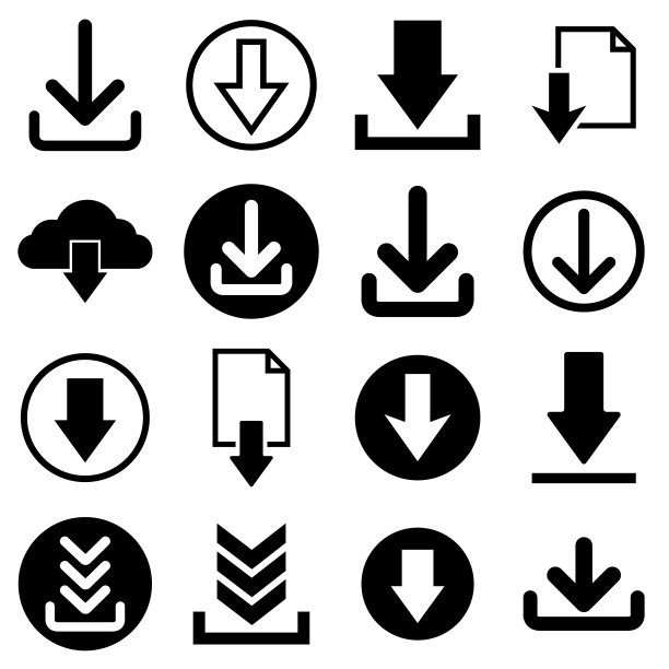下载图标，logo，隔离在白色背景上图片下载