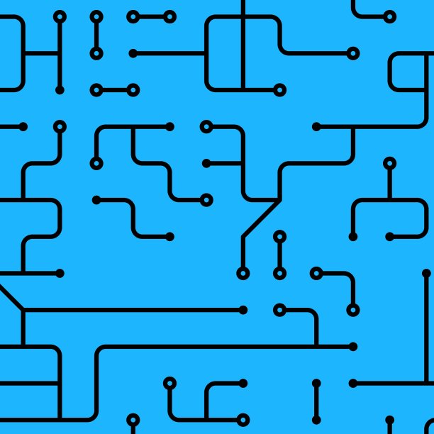 程式化的计算机电路板形状的图案和方形格式设计在阴影的蓝色图片下载