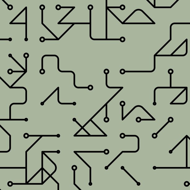 程式化的计算机电路板形状的图案和方形格式的设计在灰色图片下载