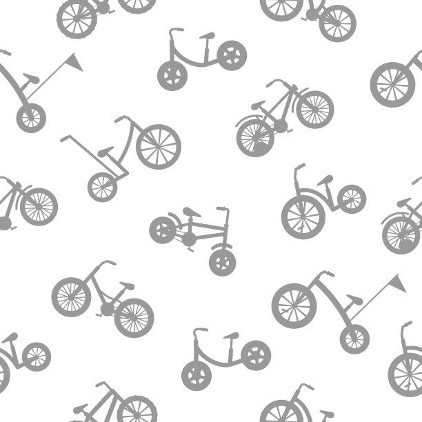可爱的不同自行车轮廓。无缝模式图片下载