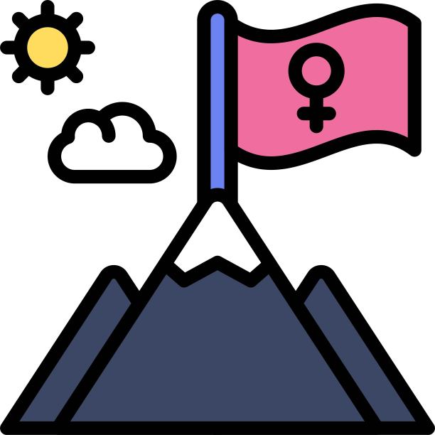 山顶旗帜图标，女权主义相关向量图片下载
