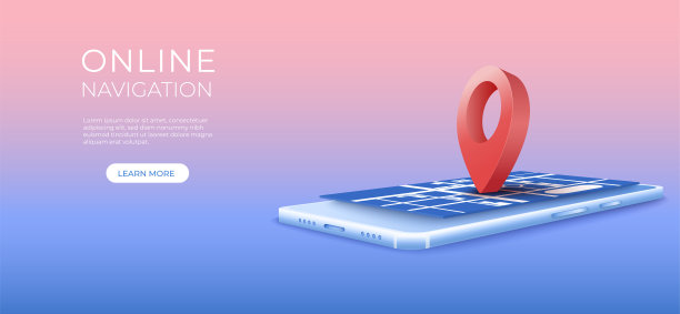 导航3D引脚位置检查在世界地图背景。定位器定位点与手机。矢量艺术插图图片下载
