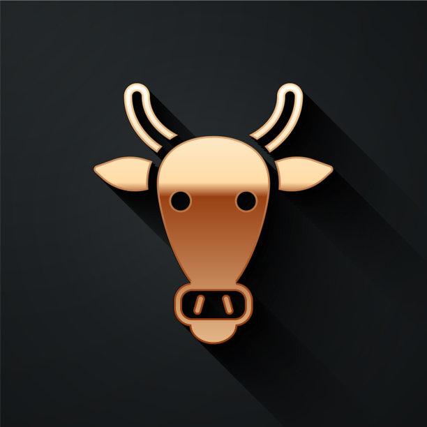金色牛头图标孤立在黑色背景图片下载