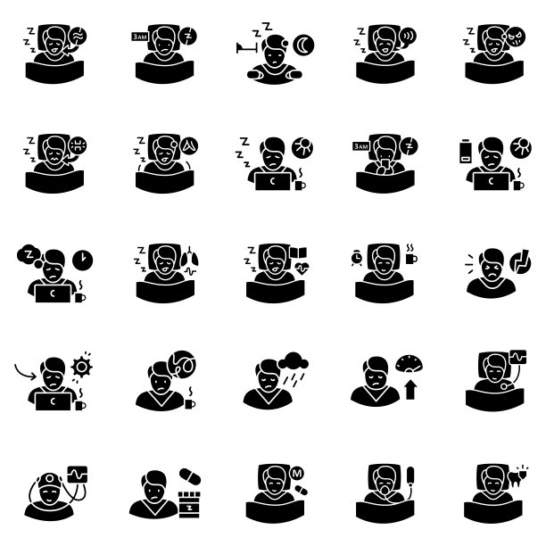 睡眠障碍标志图标集图片下载