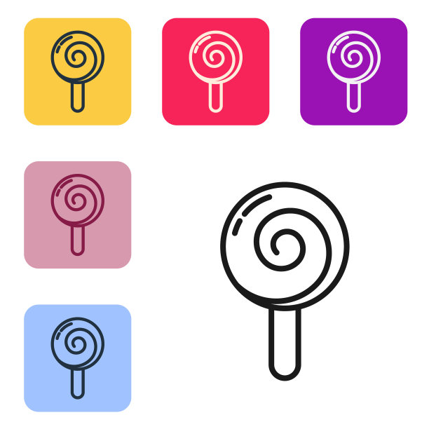 黑线棒棒糖图标孤立在白色上图片下载