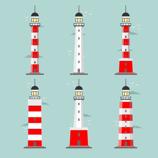 设卡通灯塔探照灯塔为图片下载