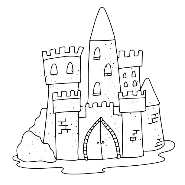 沙堡矢量插图孤立在白色背景。简单的插图着色书图片下载