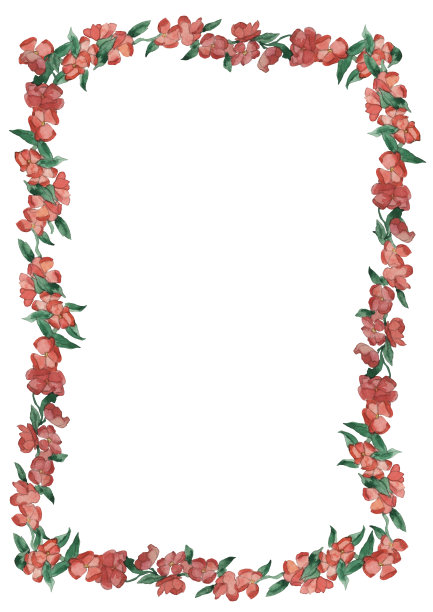 一种以水彩画的开花果树框架为装饰文本进行了不同的造型设计，设计出了少女的造型。图片下载