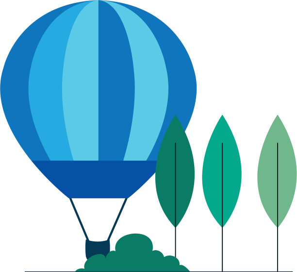 带有树木图案的热气球图片下载