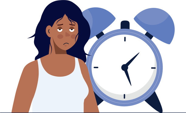 失眠和时钟的女人卡通图片下载