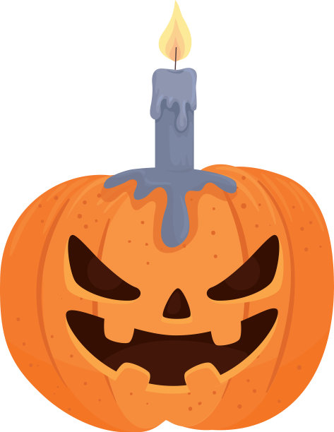 万圣节南瓜卡通与蜡烛图片下载
