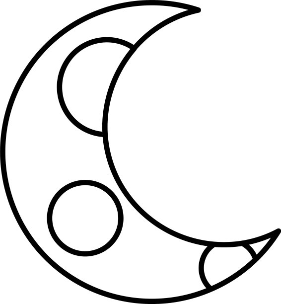 半月形图标线条风格设计图片下载