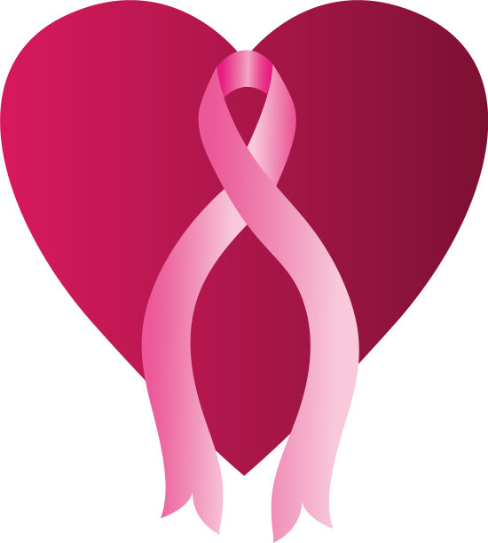 粉色心形带平乳腺癌图标图片下载