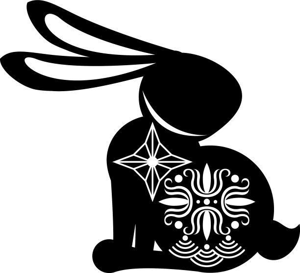 剪影兔坐在中秋图片下载