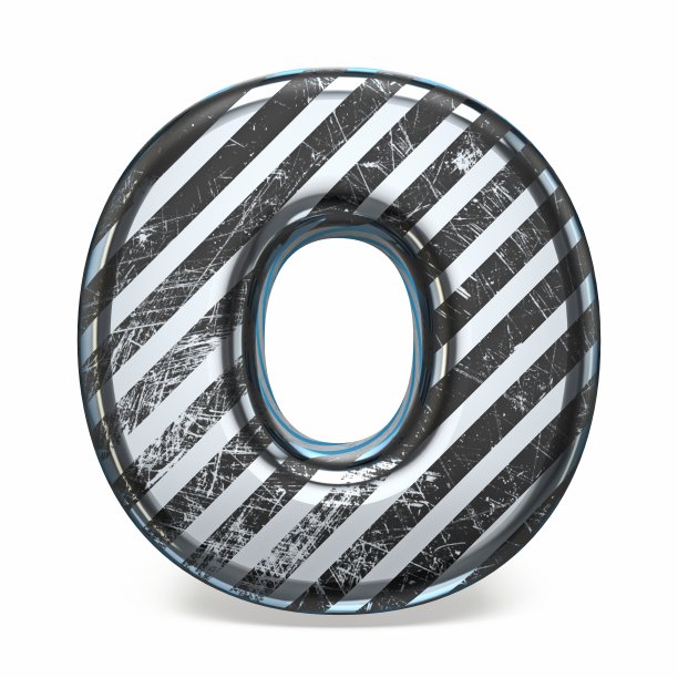 条纹钢黑色刮花字体字母O 3D图片下载
