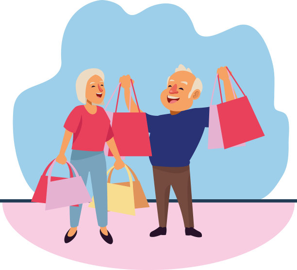 有购物袋的老夫妇图片下载