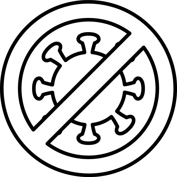 冠状病毒禁止标志线条图标图片下载