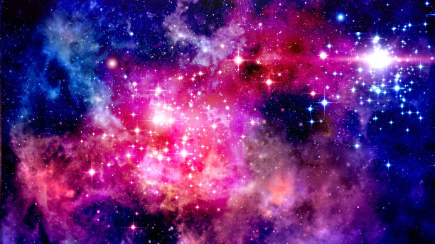 一个明亮的恒星星云。一个遥远的星系图片下载