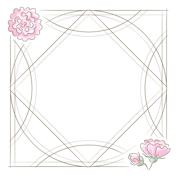 几何框架与手绘玫瑰图片下载