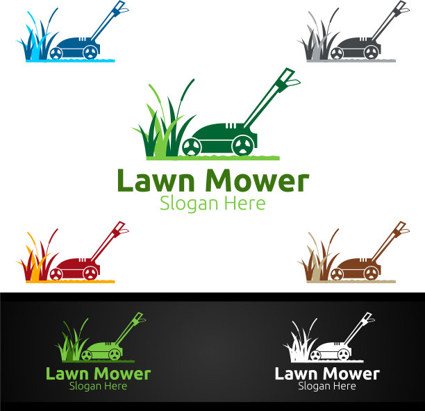 割草机标志为割草机园丁设计图片下载