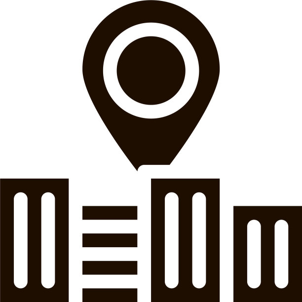 GPS定位标志和建筑标志图标图片下载