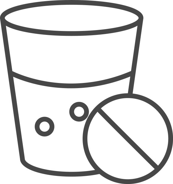 药丸和水杯处方线性图标图片下载
