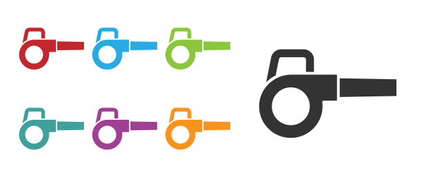 黑叶花园吹风机图标孤立在白色图片下载