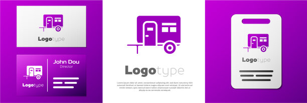 标志型房车露营拖车图标孤立在白色图片下载