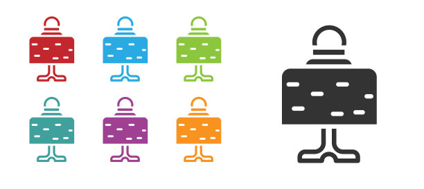 黑魔球在桌子上图标孤立在白色图片下载